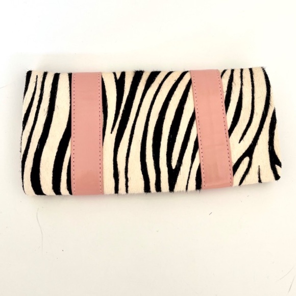 Vintage Tarah Smith Leather Zebra Print Clutch - Picture 2 of 4